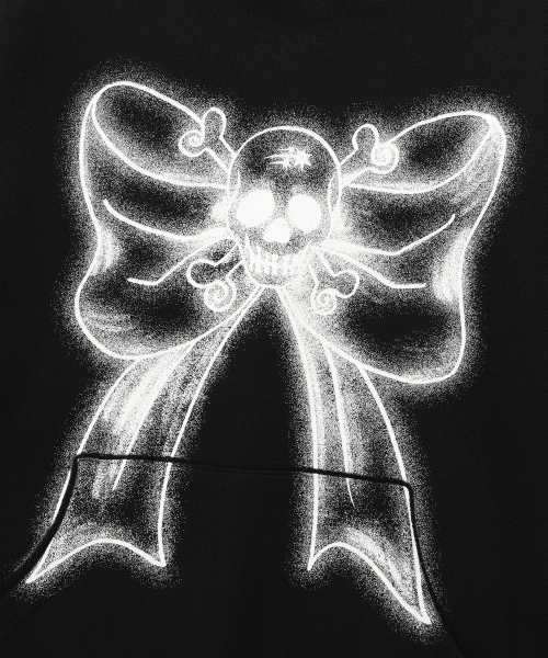 NICE GHOST CLUB(ナイスゴーストクラブ)の「SKULL RIBBON HOODIE_BLACK(NG2EFUM403A)(パーカー・レディース・ブラック・S/M)」の4枚目の写真