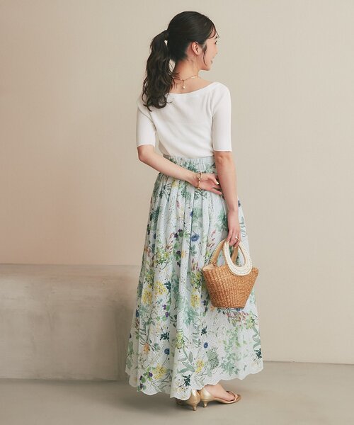 La boutique BonBon(ラブティックボンボン)の「【涼しく夏映え】エンブロイダリーフラワープリントスカート(スカート・レディース・オフホワイト/ミント・PS/FREE)」の20枚目の写真