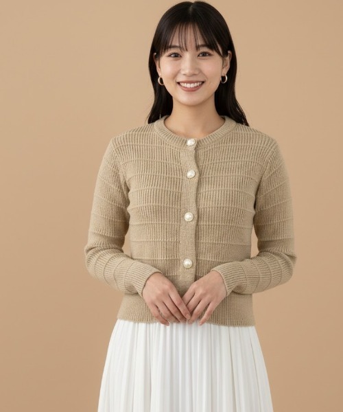 gossip!ロサンゼルス(ゴシップロサンゼルス)の「パーリーボタン ジャガードカーディガン(カーディガン/ボレロ・レディース・オフホワイト/グリーン/ベージュ・FREE)」の17枚目の写真