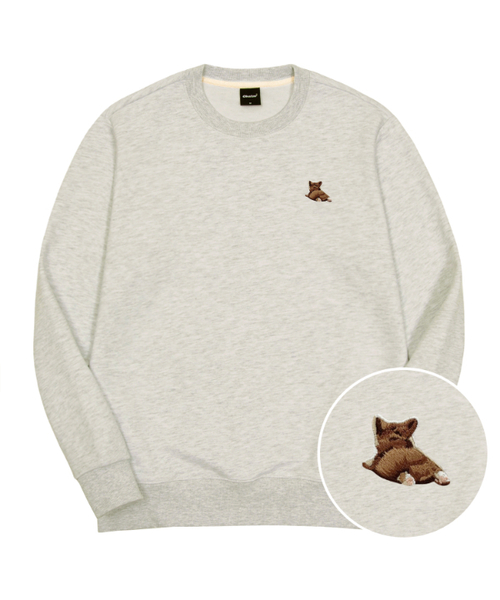 OKSTAR(オクスター)の「ウェルシュコーギー刺繍特厚裏毛スウェット(スウェット・レディース・ブラック/ネイビー/オートミール/ホワイト/グレー/クリーム/ベージュ/ライトグレー/カーキ/ライトベージュ/ダークグリーン/ブルー・X-LARGE/SMALL/MEDIUM/LARGE/2XL/3XL/4XL)」の7枚目の写真
