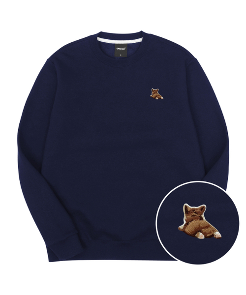 OKSTAR(オクスター)の「ウェルシュコーギー刺繍特厚裏毛スウェット(スウェット・レディース・ブラック/ネイビー/オートミール/ホワイト/グレー/クリーム/ベージュ/ライトグレー/カーキ/ライトベージュ/ダークグリーン/ブルー・X-LARGE/SMALL/MEDIUM/LARGE/2XL/3XL/4XL)」の11枚目の写真