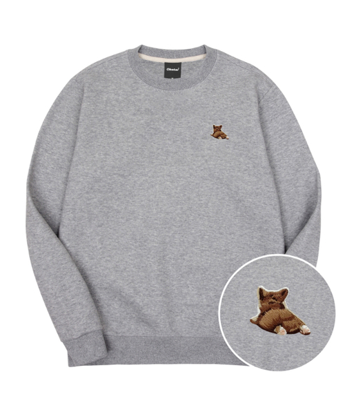 OKSTAR(オクスター)の「ウェルシュコーギー刺繍特厚裏毛スウェット(スウェット・レディース・ブラック/ネイビー/オートミール/ホワイト/グレー/クリーム/ベージュ/ライトグレー/カーキ/ライトベージュ/ダークグリーン/ブルー・X-LARGE/SMALL/MEDIUM/LARGE/2XL/3XL/4XL)」の4枚目の写真