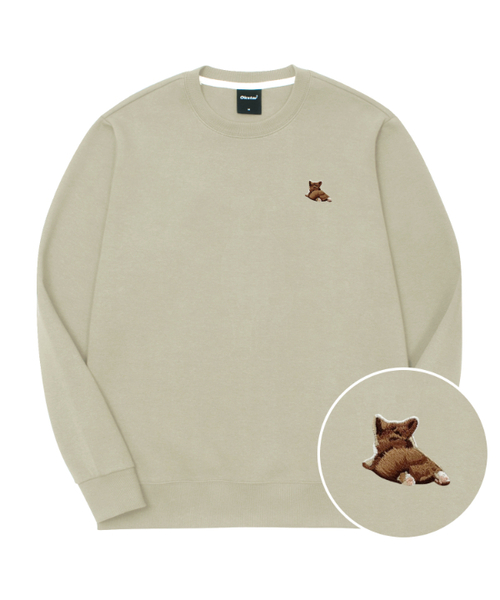 OKSTAR(オクスター)の「ウェルシュコーギー刺繍特厚裏毛スウェット(スウェット・レディース・ブラック/ネイビー/オートミール/ホワイト/グレー/クリーム/ベージュ/ライトグレー/カーキ/ライトベージュ/ダークグリーン/ブルー・X-LARGE/SMALL/MEDIUM/LARGE/2XL/3XL/4XL)」の8枚目の写真