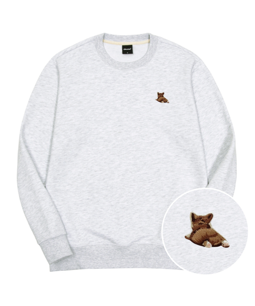 OKSTAR(オクスター)の「ウェルシュコーギー刺繍特厚裏毛スウェット(スウェット・レディース・ブラック/ネイビー/オートミール/ホワイト/グレー/クリーム/ベージュ/ライトグレー/カーキ/ライトベージュ/ダークグリーン/ブルー・X-LARGE/SMALL/MEDIUM/LARGE/2XL/3XL/4XL)」の3枚目の写真