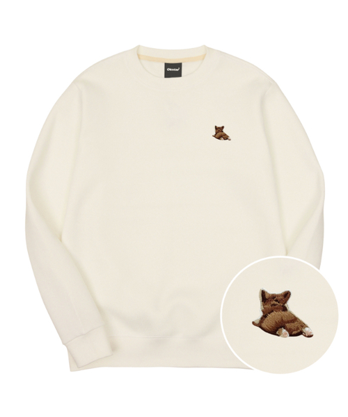 OKSTAR(オクスター)の「ウェルシュコーギー刺繍特厚裏毛スウェット(スウェット・レディース・ブラック/ネイビー/オートミール/ホワイト/グレー/クリーム/ベージュ/ライトグレー/カーキ/ライトベージュ/ダークグリーン/ブルー・X-LARGE/SMALL/MEDIUM/LARGE/2XL/3XL/4XL)」の6枚目の写真