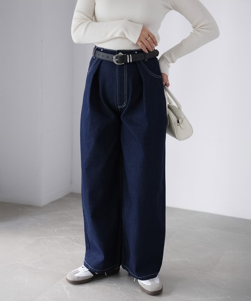 Riberry(リベリー)の「デニムタックカーブパンツ(デニムパンツ・レディース・ブルー/ブラック/ネイビー・FREE)」の21枚目の写真