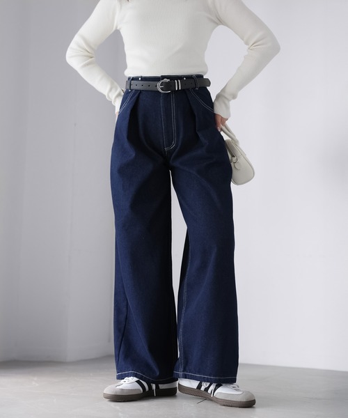 Riberry(リベリー)の「デニムタックカーブパンツ(デニムパンツ・レディース・ブルー/ブラック/ネイビー・FREE)」の8枚目の写真