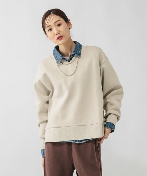 GLOBAL WORK（グローバルワーク）の「加工ダンボールVネックプルオーバー/643004（スウェット・レディース・サックスブルー系/グレイッシュベージュ/スミクロ・LARGE/MEDIUM）」の18枚目の写真