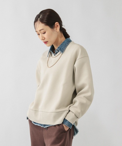 GLOBAL WORK（グローバルワーク）の「加工ダンボールVネックプルオーバー/643004（スウェット・レディース・サックスブルー系/グレイッシュベージュ/スミクロ・LARGE/MEDIUM）」の19枚目の写真