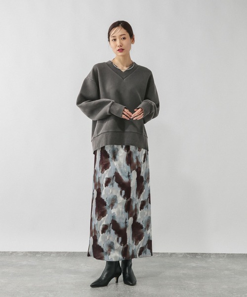 GLOBAL WORK（グローバルワーク）の「加工ダンボールVネックプルオーバー/643004（スウェット・レディース・サックスブルー系/グレイッシュベージュ/スミクロ・LARGE/MEDIUM）」の11枚目の写真