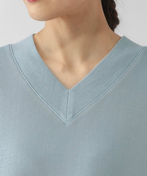 GLOBAL WORK（グローバルワーク）の「加工ダンボールVネックプルオーバー/643004（スウェット・レディース・サックスブルー系/グレイッシュベージュ/スミクロ・LARGE/MEDIUM）」の4枚目の写真