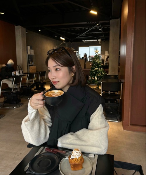 lawgy（ラウジー）の「muffler set round hem quilting vest / マフラーセットラウンドヘムキルティングベスト（その他アウター・レディース・アイボリー/ブラック/ブラウン・FREE）」の21枚目の写真