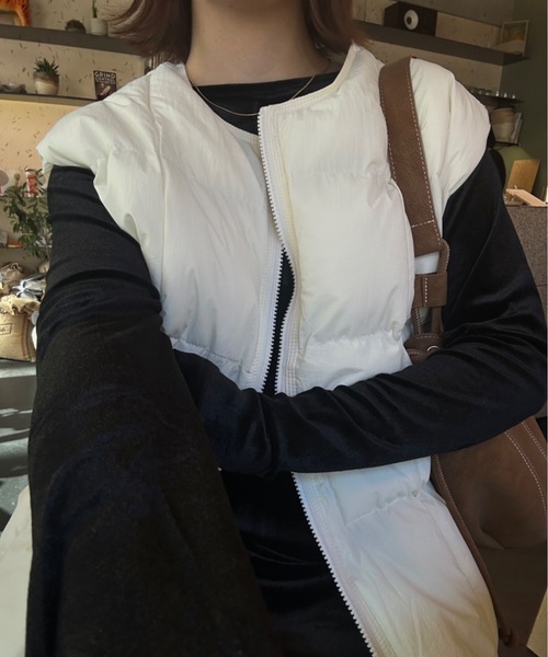 lawgy（ラウジー）の「muffler set round hem quilting vest / マフラーセットラウンドヘムキルティングベスト（その他アウター・レディース・アイボリー/ブラック/ブラウン・FREE）」の12枚目の写真