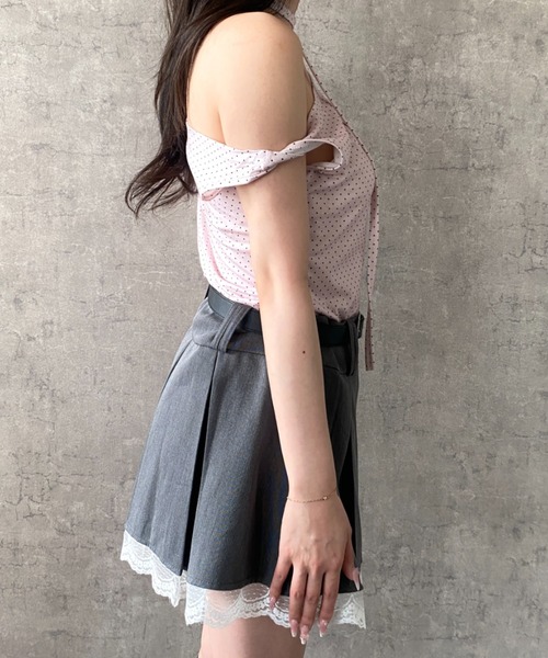 Mejoul(メジュール)の「【2026春夏新作】3wayドット柄アシンメトリーオフショルダーレースアップ Tシャツ(Tシャツ/カットソー・レディース・ピンク/ホワイト/ブラック・L/M)」の13枚目の写真