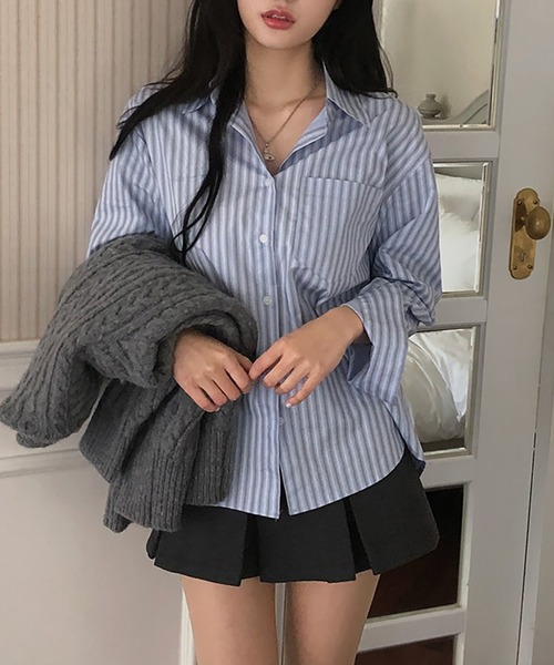 Girly Doll(ガーリードール)の「ストライプポケットシャツ(シャツ/ブラウス・レディース・ピンク/ブルー・F)」の13枚目の写真