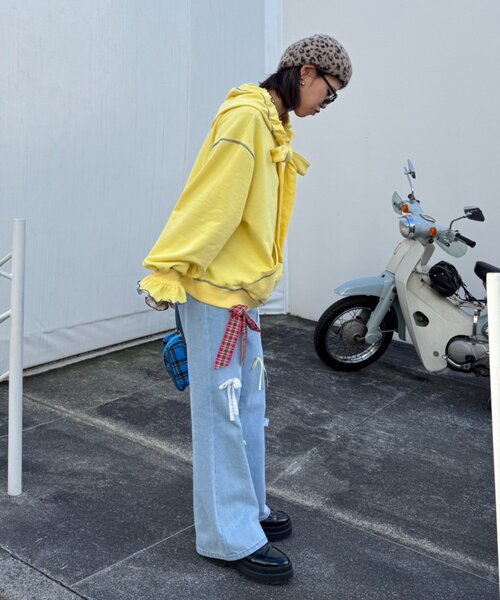 HELLO.SANFRANCISCO（ハローサンフランシスコ）の「【HELLO.SANFRANCISCO】ビッグリボン裏毛パーカー（パーカー・レディース・グレー/イエロー/ピンク・ONE SIZE）」の14枚目の写真