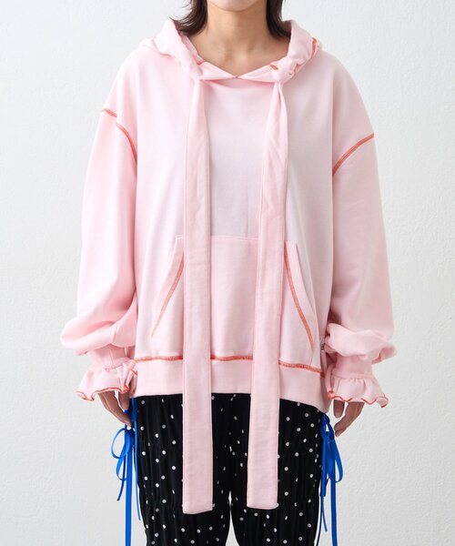 HELLO.SANFRANCISCO（ハローサンフランシスコ）の「【HELLO.SANFRANCISCO】ビッグリボン裏毛パーカー（パーカー・レディース・グレー/イエロー/ピンク・ONE SIZE）」の16枚目の写真