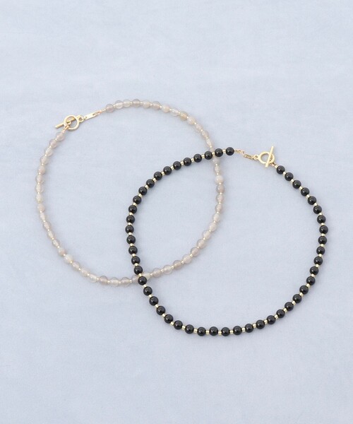 NOLLEY’S（ノーリーズ）の「【grace grace/グラスグラス】ラウンド天然石ネックレス（ネックレス・レディース・ライトグレー/ブラック・FREE）」の8枚目の写真