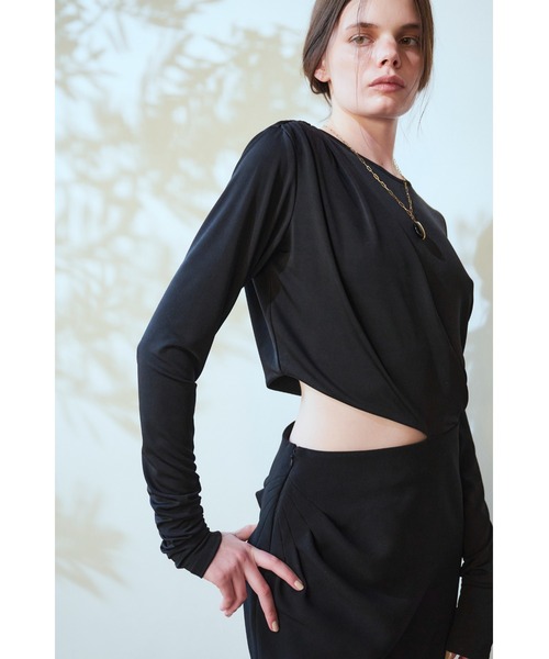 Estella.K(エステラケー)の「Jillian Cut-out Dress サイドカットアウトジャージ―ドレス(ワンピース・レディース・ブラック・FREE)」の3枚目の写真
