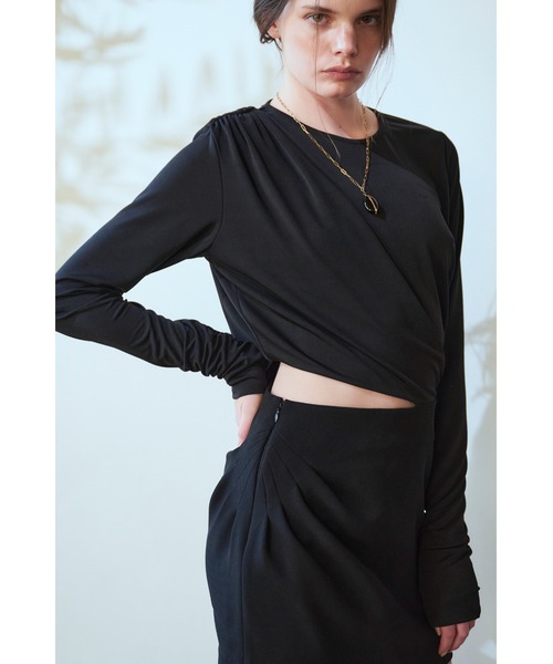 Estella.K(エステラケー)の「Jillian Cut-out Dress サイドカットアウトジャージ―ドレス(ワンピース・レディース・ブラック・FREE)」の15枚目の写真