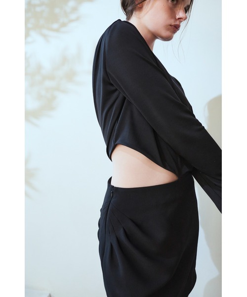 Estella.K(エステラケー)の「Jillian Cut-out Dress サイドカットアウトジャージ―ドレス(ワンピース・レディース・ブラック・FREE)」の14枚目の写真