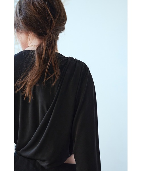 Estella.K(エステラケー)の「Jillian Cut-out Dress サイドカットアウトジャージ―ドレス(ワンピース・レディース・ブラック・FREE)」の9枚目の写真
