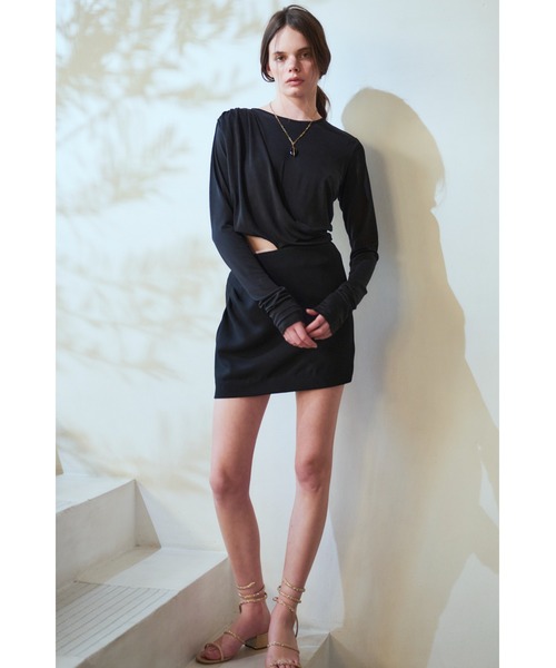 Estella.K(エステラケー)の「Jillian Cut-out Dress サイドカットアウトジャージ―ドレス(ワンピース・レディース・ブラック・FREE)」の12枚目の写真