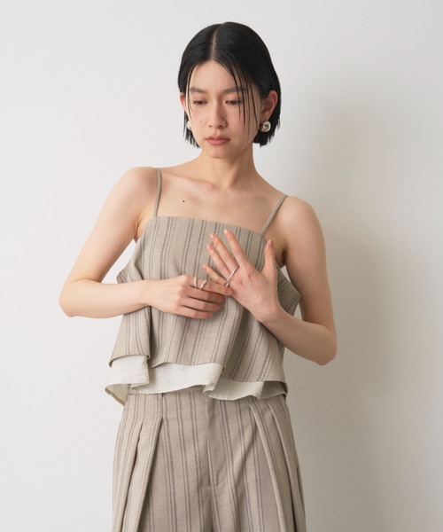AIC.(エーアイシー)の「ストライプレイヤードキャミソール/セットアップ可能(キャミソール・レディース・ブラウン/キナリ・FREE)」の16枚目の写真