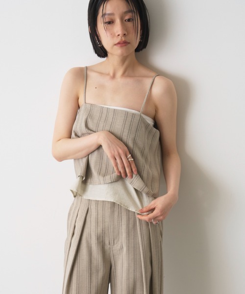 AIC.(エーアイシー)の「ストライプレイヤードキャミソール/セットアップ可能(キャミソール・レディース・ブラウン/キナリ・FREE)」の10枚目の写真