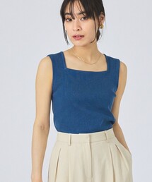 qualite（カリテ）の「【前後で着用可能！新色追加】2WAYスクエアノースリーブニット/インナー/春服/夏服/オフィスカジュアル（タンクトップ）」