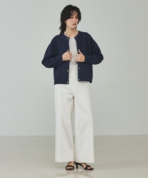 qualite（カリテ）の「【前後で着用可能！新色追加】2WAYスクエアノースリーブニット/インナー/春服/夏服/オフィスカジュアル（タンクトップ・レディース・ブルー/オフホワイト/ブラック・フリー）」の9枚目の写真