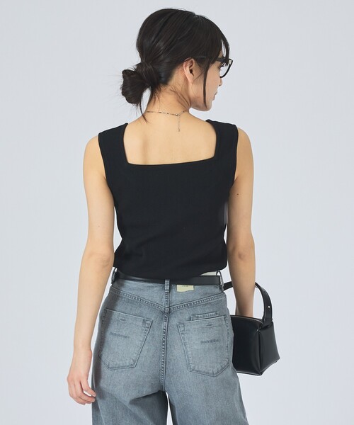qualite（カリテ）の「【前後で着用可能！新色追加】2WAYスクエアノースリーブニット/インナー/春服/夏服/オフィスカジュアル（タンクトップ・レディース・ブルー/オフホワイト/ブラック・フリー）」の12枚目の写真