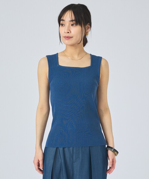 qualite（カリテ）の「【前後で着用可能！新色追加】2WAYスクエアノースリーブニット/インナー/春服/夏服/オフィスカジュアル（タンクトップ・レディース・ブルー/オフホワイト/ブラック・フリー）」の14枚目の写真