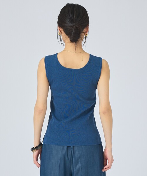 qualite（カリテ）の「【前後で着用可能！新色追加】2WAYスクエアノースリーブニット/インナー/春服/夏服/オフィスカジュアル（タンクトップ・レディース・ブルー/オフホワイト/ブラック・フリー）」の16枚目の写真