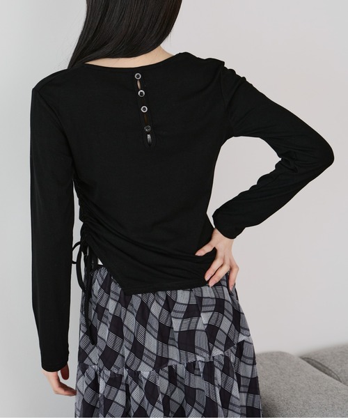 Siel（シエル）の「サイドギャザートップス（Tシャツ/カットソー・レディース・ホワイト/ブラック/グレー・FREE）」の15枚目の写真
