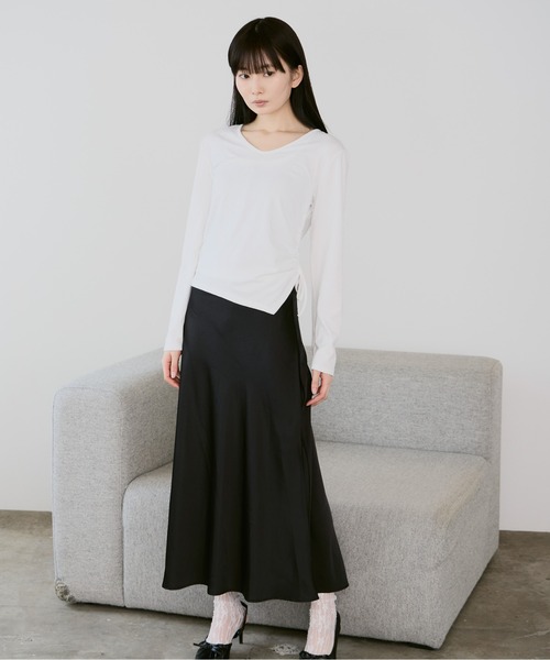 Siel（シエル）の「サイドギャザートップス（Tシャツ/カットソー・レディース・ホワイト/ブラック/グレー・FREE）」の12枚目の写真