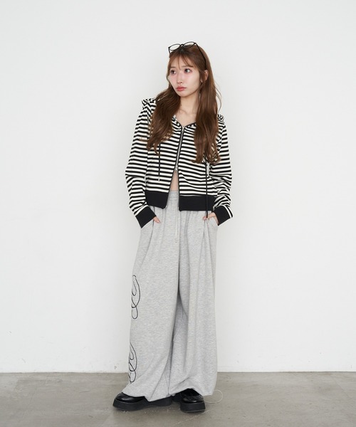 RAY CASSIN（レイカズン）の「【セットアップで着られる】ボーダーパーカー（パーカー・レディース・ホワイト系その他2/グレー系その他2/ベージュ系その他2・FREE）」の8枚目の写真