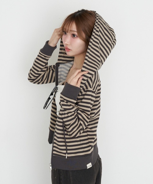 RAY CASSIN（レイカズン）の「【セットアップで着られる】ボーダーパーカー（パーカー・レディース・ホワイト系その他2/グレー系その他2/ベージュ系その他2・FREE）」の18枚目の写真