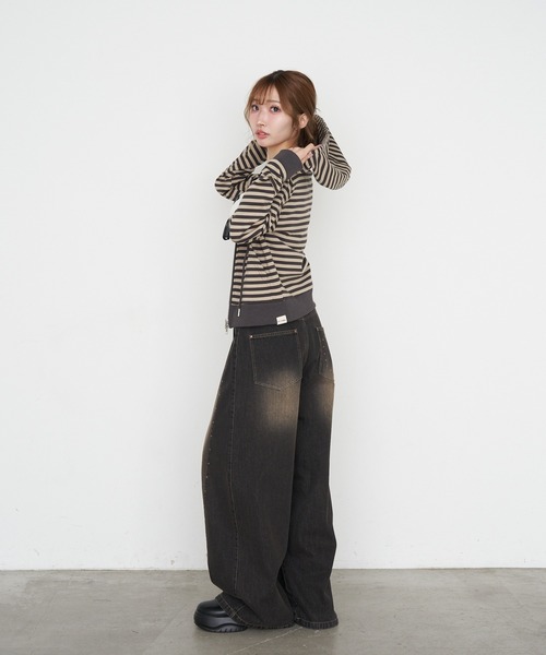 RAY CASSIN（レイカズン）の「【セットアップで着られる】ボーダーパーカー（パーカー・レディース・ホワイト系その他2/グレー系その他2/ベージュ系その他2・FREE）」の22枚目の写真