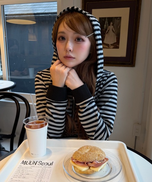 RAY CASSIN（レイカズン）の「【セットアップで着られる】ボーダーパーカー（パーカー・レディース・ホワイト系その他2/グレー系その他2/ベージュ系その他2・FREE）」の16枚目の写真