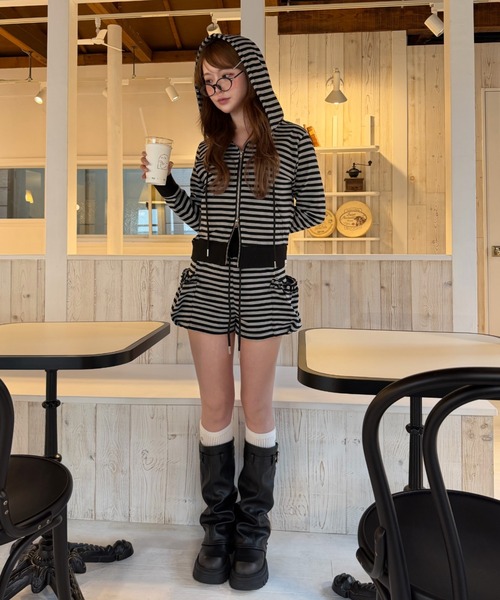 RAY CASSIN（レイカズン）の「【セットアップで着られる】ボーダーパーカー（パーカー・レディース・ホワイト系その他2/グレー系その他2/ベージュ系その他2・FREE）」の14枚目の写真