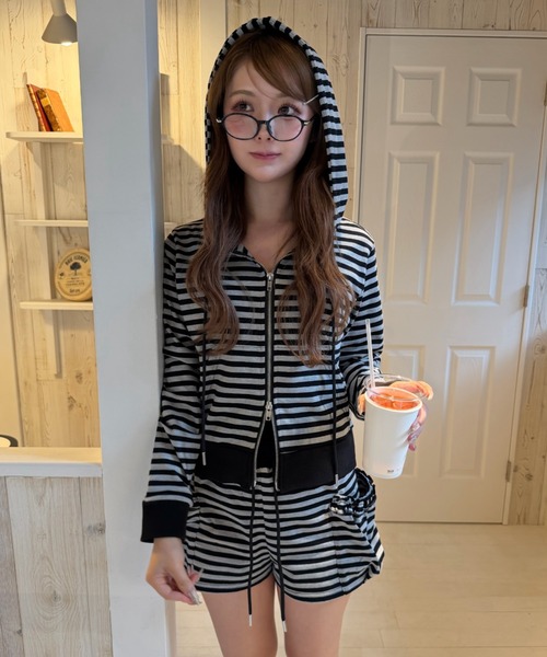 RAY CASSIN（レイカズン）の「【セットアップで着られる】ボーダーパーカー（パーカー・レディース・ホワイト系その他2/グレー系その他2/ベージュ系その他2・FREE）」の15枚目の写真