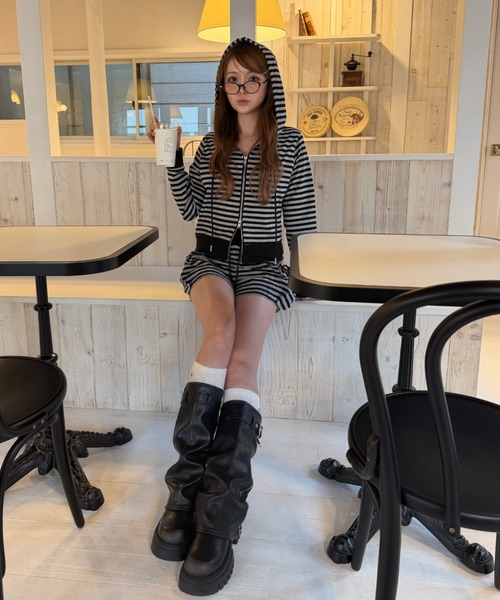 RAY CASSIN（レイカズン）の「【セットアップで着られる】ボーダーパーカー（パーカー・レディース・ホワイト系その他2/グレー系その他2/ベージュ系その他2・FREE）」の13枚目の写真