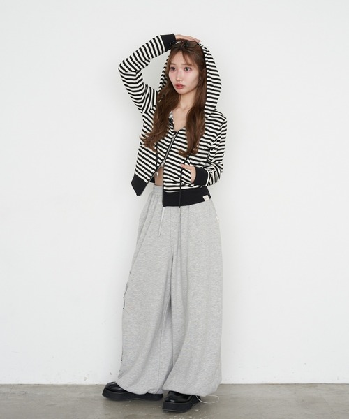 RAY CASSIN（レイカズン）の「【セットアップで着られる】ボーダーパーカー（パーカー・レディース・ホワイト系その他2/グレー系その他2/ベージュ系その他2・FREE）」の10枚目の写真