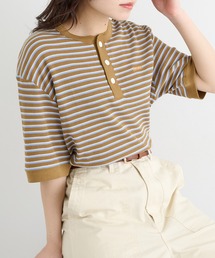 【Healthknit】26SS Multi Border Waffle Henleyneck S/S 679S