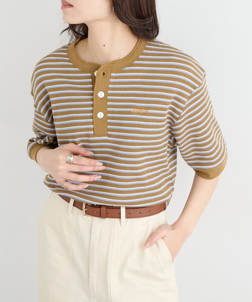 Healthknit（ヘルスニット）の「【Healthknit】26SS Multi Border Waffle Henleyneck S/S 679S（Tシャツ/カットソー・レディース・アイボリー系1/ライム/ブラウン系1・FREE）」の15枚目の写真