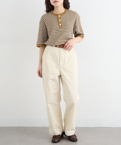 Healthknit（ヘルスニット）の「【Healthknit】26SS Multi Border Waffle Henleyneck S/S 679S（Tシャツ/カットソー・レディース・アイボリー系1/ライム/ブラウン系1・FREE）」の19枚目の写真