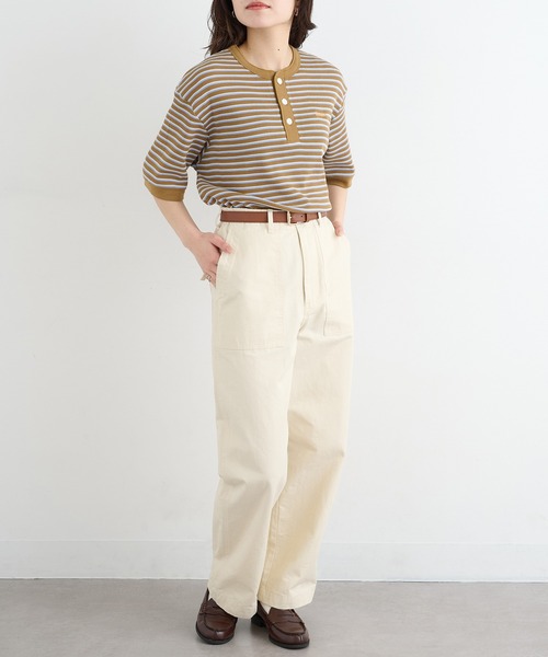 Healthknit（ヘルスニット）の「【Healthknit】26SS Multi Border Waffle Henleyneck S/S 679S（Tシャツ/カットソー・レディース・アイボリー系1/ライム/ブラウン系1・FREE）」の20枚目の写真
