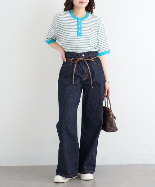 Healthknit（ヘルスニット）の「【Healthknit】26SS Multi Border Waffle Henleyneck S/S 679S（Tシャツ/カットソー・レディース・アイボリー系1/ライム/ブラウン系1・FREE）」の13枚目の写真