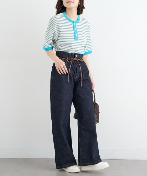Healthknit（ヘルスニット）の「【Healthknit】26SS Multi Border Waffle Henleyneck S/S 679S（Tシャツ/カットソー・レディース・アイボリー系1/ライム/ブラウン系1・FREE）」の12枚目の写真